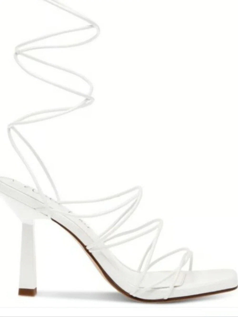 New Wild Pair Eross White Heeled Lace Up Strappy High Heel Sandals 10.5